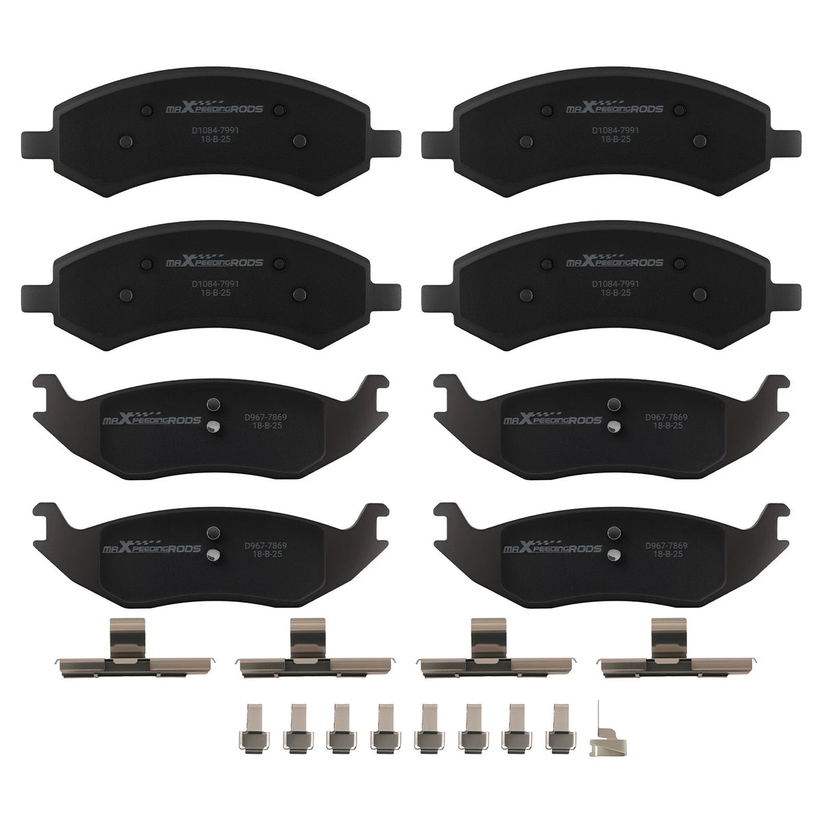 Set of 4 Ceramic Brake Pads for Dodge Ram 1500 (2006–2010) P-1084 P-967