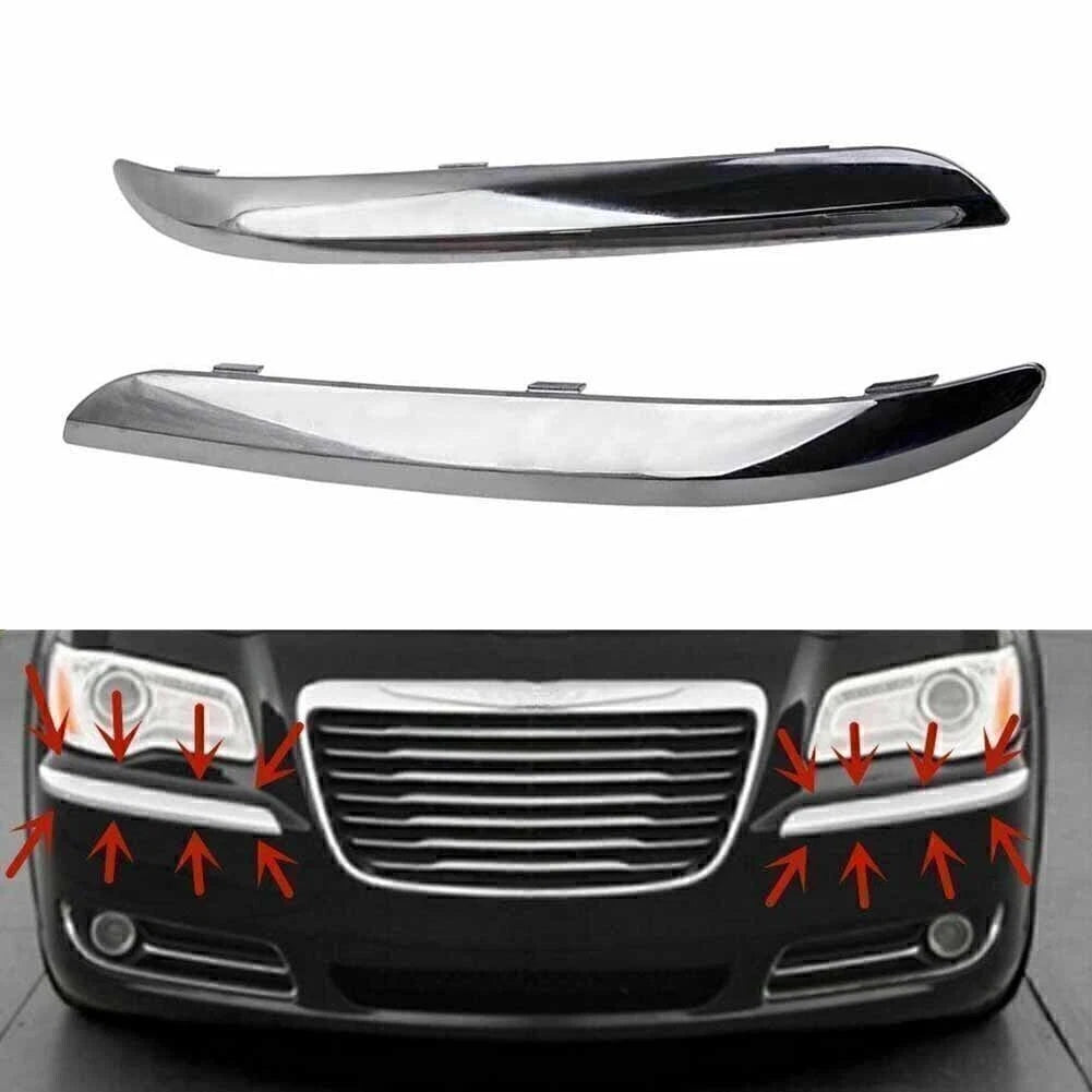 2X Chrome Front Bumper Trim Set for Chrysler 300 (2011–2014) 68127941AB