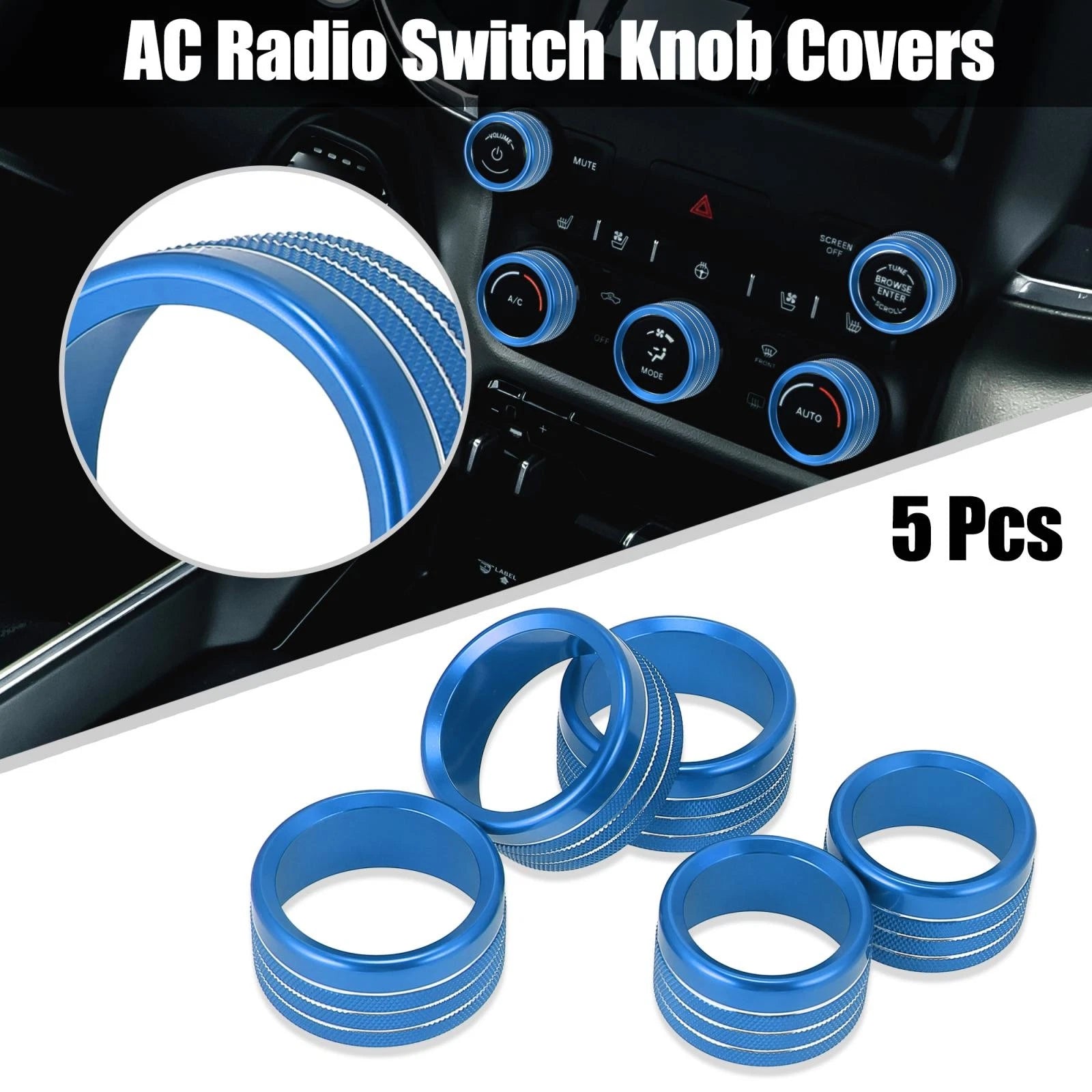 AC Radio Switch Knob Cover 5 Pack Replacement for Dodge Ram 1500 (2018–2020)