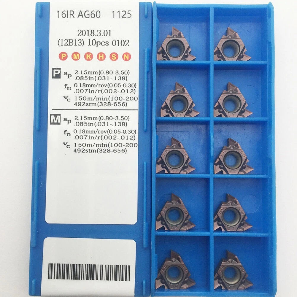 10pcs 16IR AG60 CNC Carbide-Insert Lathe Threading Inserts (16IR 3/8)
