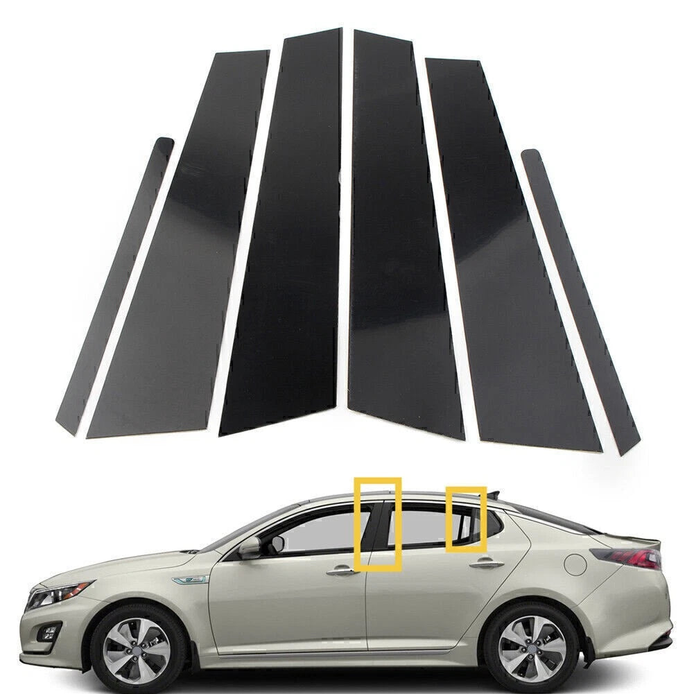 6Pcs Door Trim Pillar Posts Gloss Black Cover Kit for KIA Optima (2011–2015)