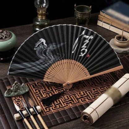 Folding Fan for Zen Style Handheld Use - Portable Retro Cotton Linen