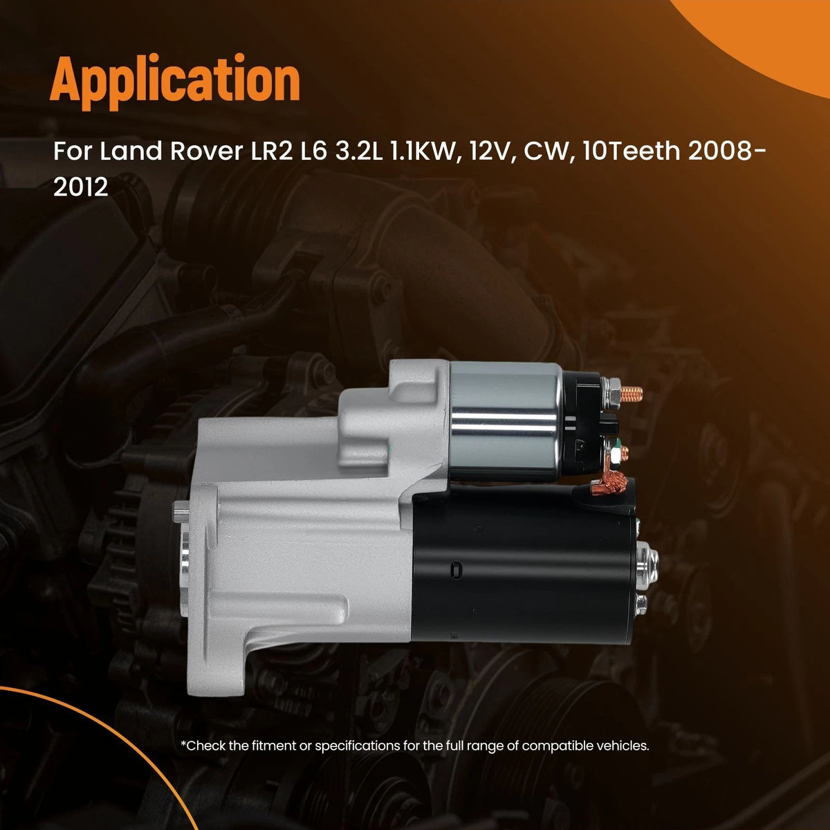 1.1KW Starter Motor for Land Rover LR2 (2008–2012) S0461 10Teeth