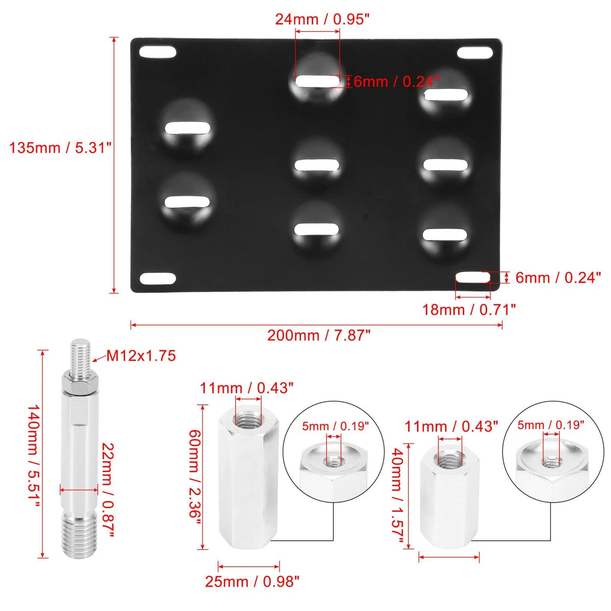 Tow Hook License Plate Mount Bracket Holder for Mercedes-Benz (2008–2018)