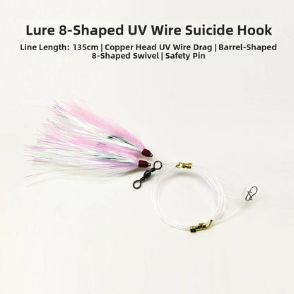 5/0 UV Silk Hooks with Swivel Snap for Boat Trolling