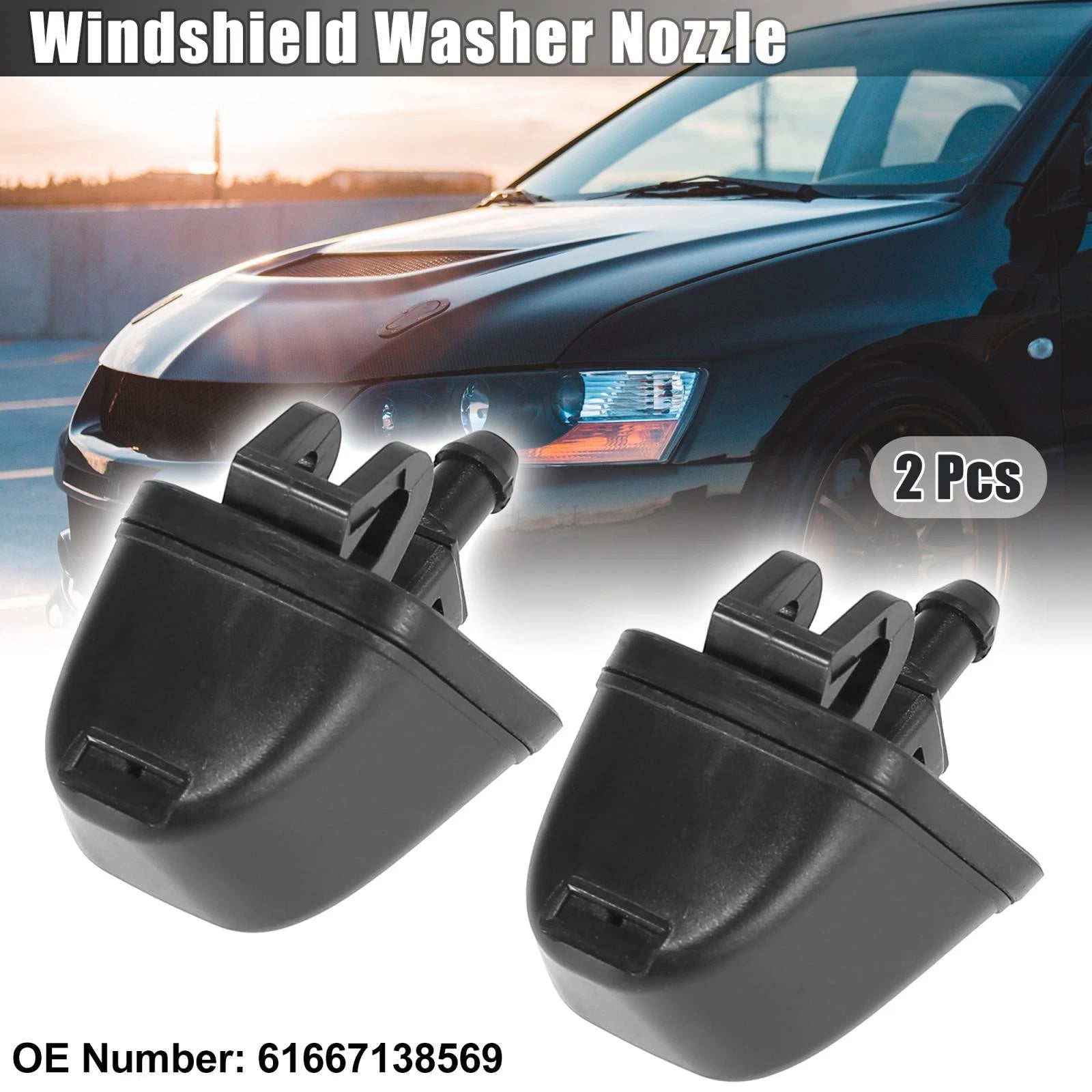 2pcs Windshield Washer Nozzles Spray Jet Left Right for BMW E90 E91 (2006–2011)