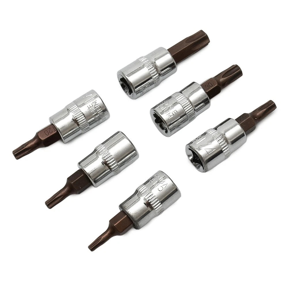 Set of 6 Bit Socket Repair Screwdriver Tools 1/4 Inch Shank 6.35mm
