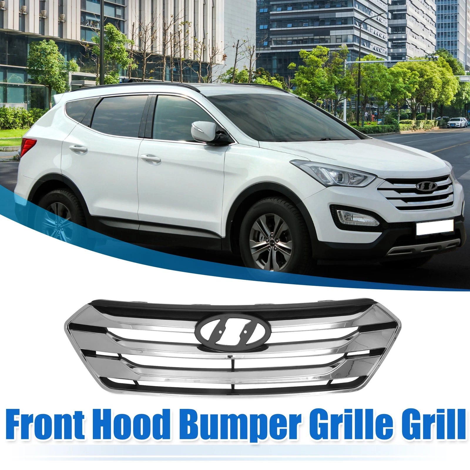 Front Hood Bumper Grille for Hyundai Santa Fe (2013–2018) Replacement