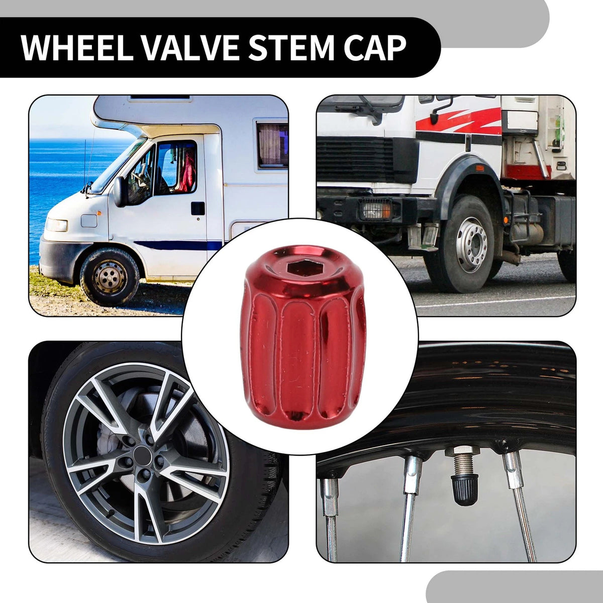 Brass Tire Valve Stem Caps Replacement for Car SUV Truck Bike RV (Set)
