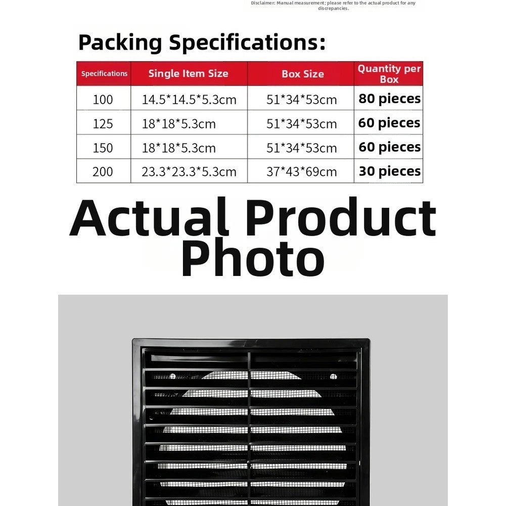 Square Pipe Rainproof Ventilation Louver Grille for Kitchen