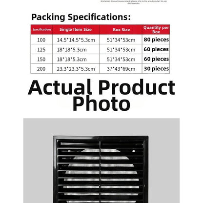 Square Pipe Rainproof Ventilation Louver Grille for Kitchen