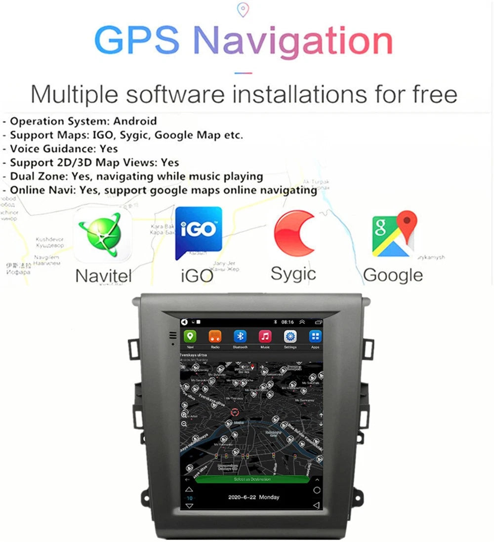 9.7'' Vertical Stereo Radio GPS Head Unit For 2013-2020 Fusion Mondeo Android 12