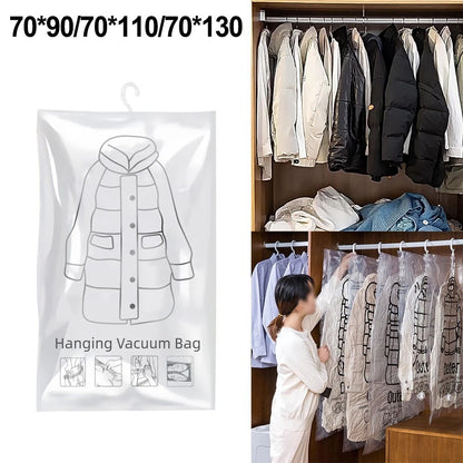 2X Hanging Vacuum Storage Bags with Double Zipper Seal for Clothes