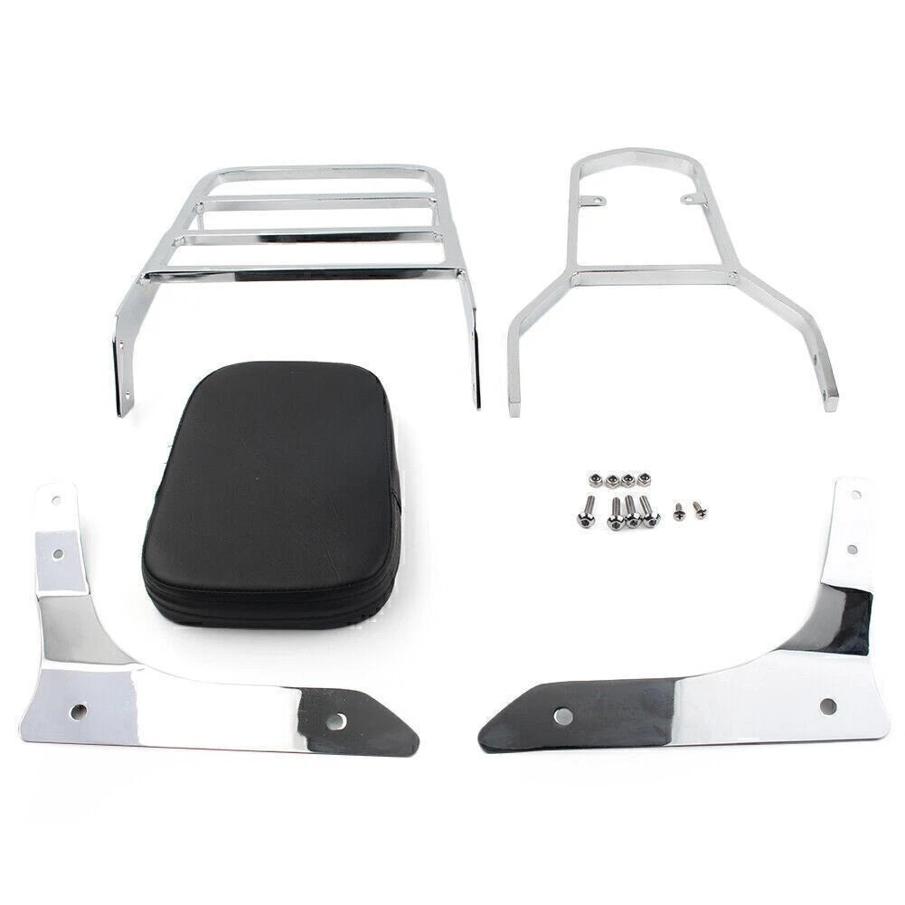 Chrome Passenger Backrest Sissy Luggage Rack for Yamaha XVS1300A V Star (2011–2017)