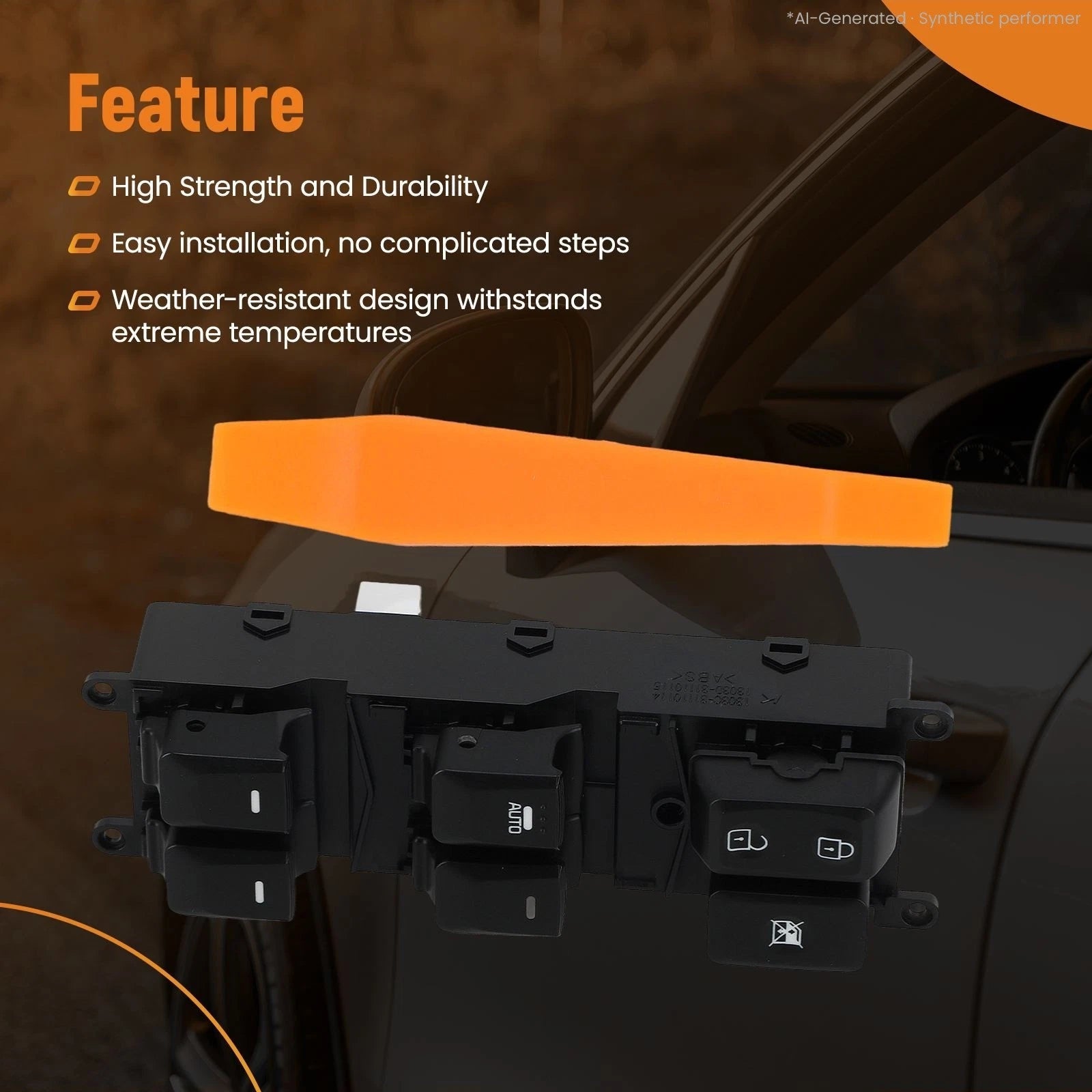 Front Left Door Power Window Switch for Kia Rio (2012–2017) 935701W157 Black