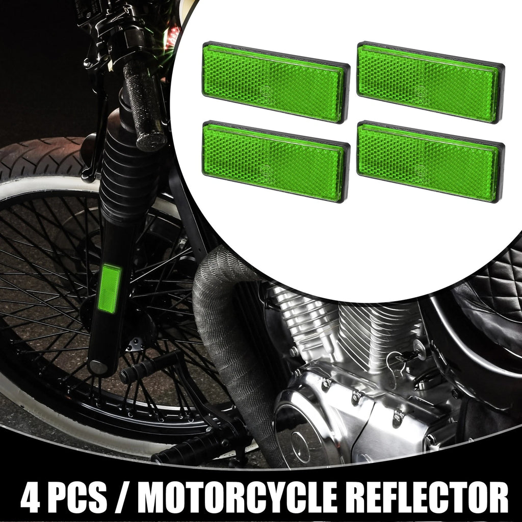 4PC Universal Reflector Rectangle Motorcycle for Green (3.46 in x 1.26 in)