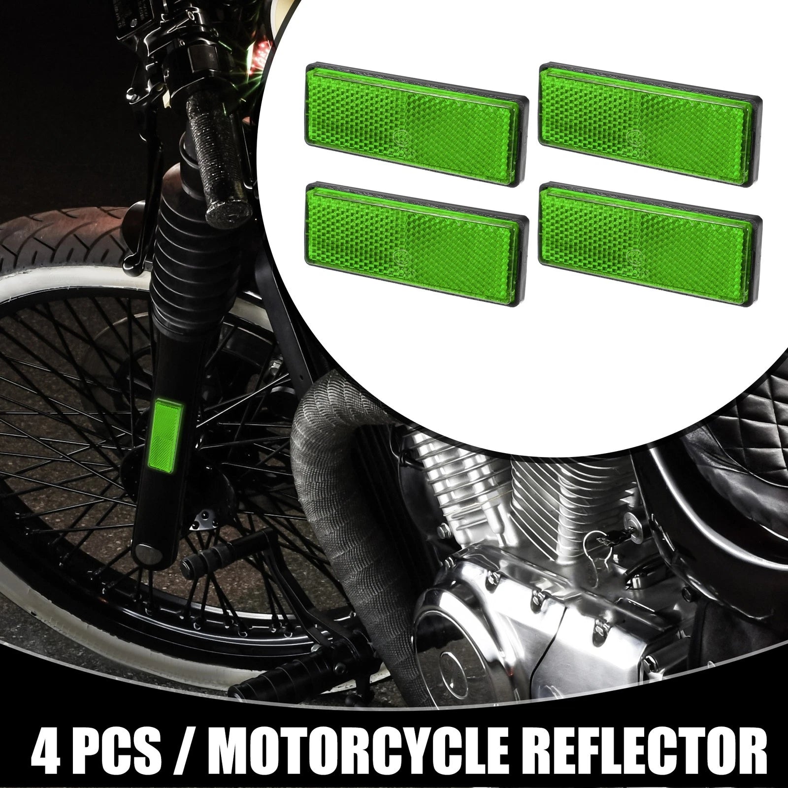 4PC Universal Reflector Rectangle Motorcycle for Green (3.46 in x 1.26 in)