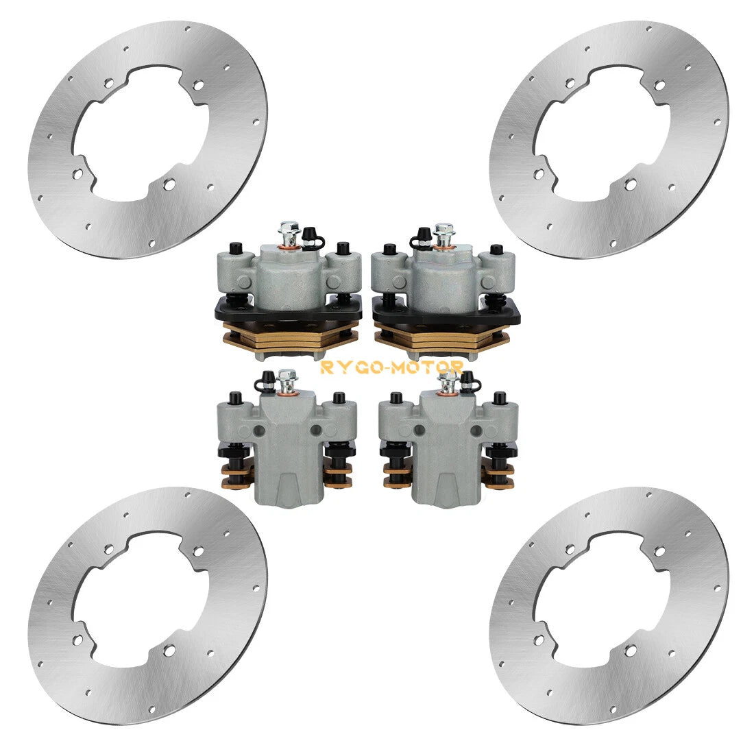 Front & Rear Brake Calipers w/ Disc Rotors for Arctic Cat Wildcat X 1000 (2013)