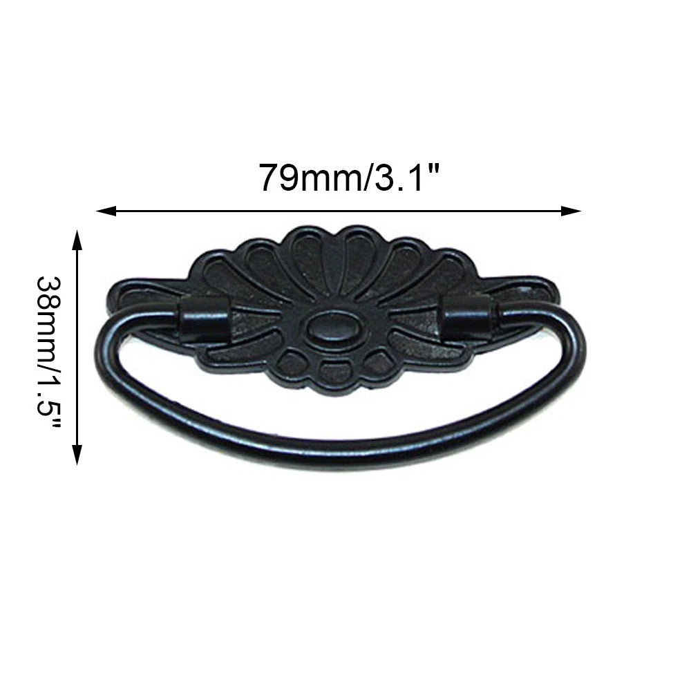 10X Black Vintage Door Pull Handle Knob Zinc Alloy for Cabinets