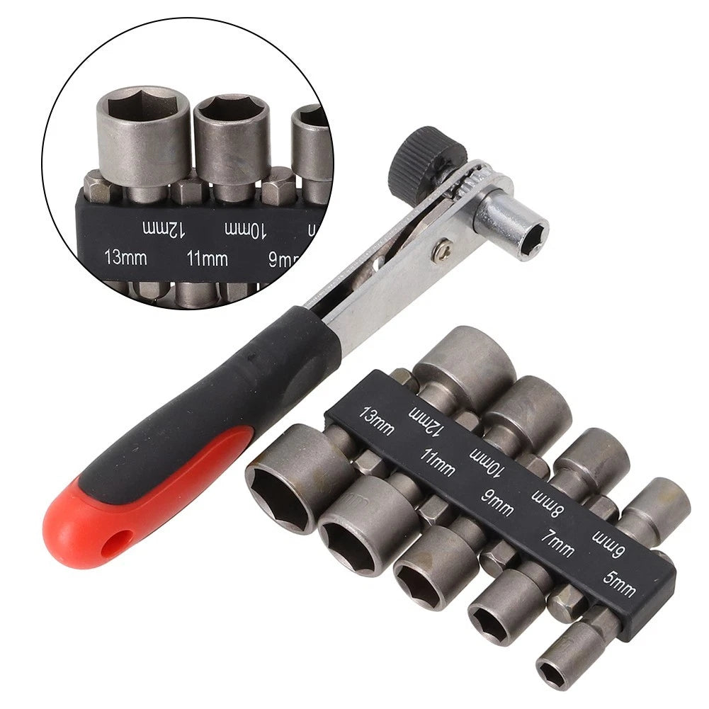 Set of 10 Socket Wrenches 1/4 Inch Adapter Power Nut Driver