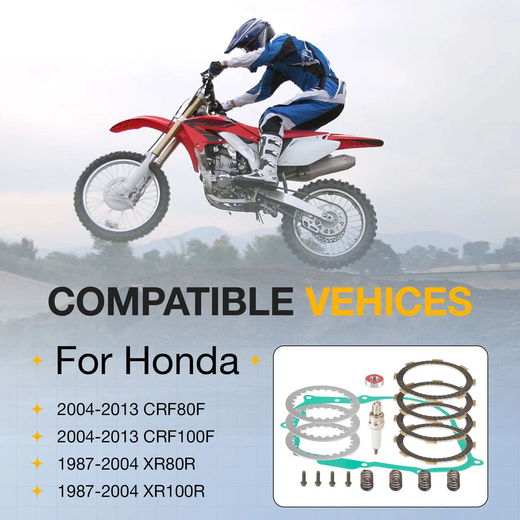 Clutch Friction Plates Gasket Kit for Honda CRF80F CRF100F (2004–2013)