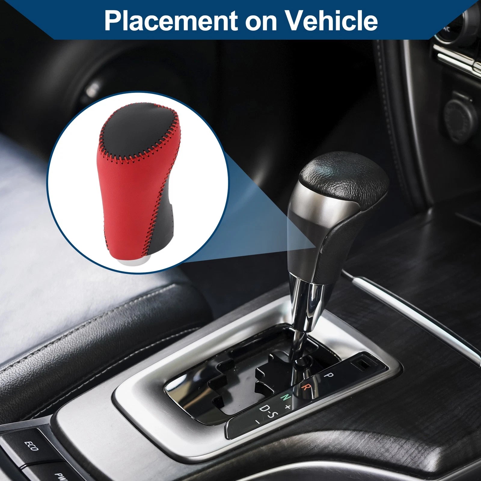 Gear Shift Knob Cover Replacement for Chevrolet Malibu 2016–2020 Red Black