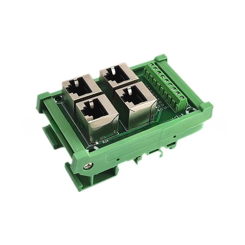 4-Port RJ45 Terminal Block Parallel Network Connector for Ethernet