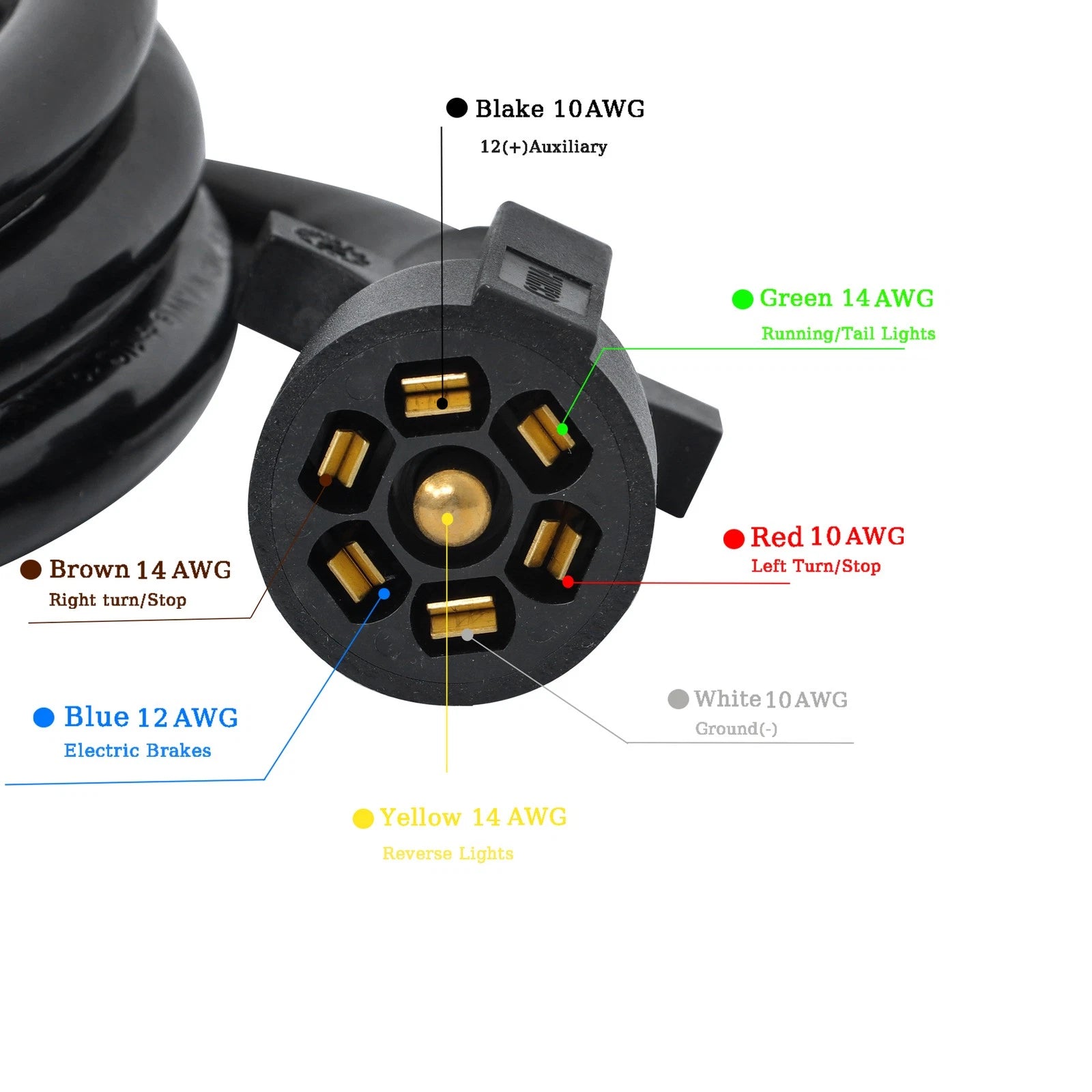 7-Way 7-Pin Trailer Extension Cord for (8FT)