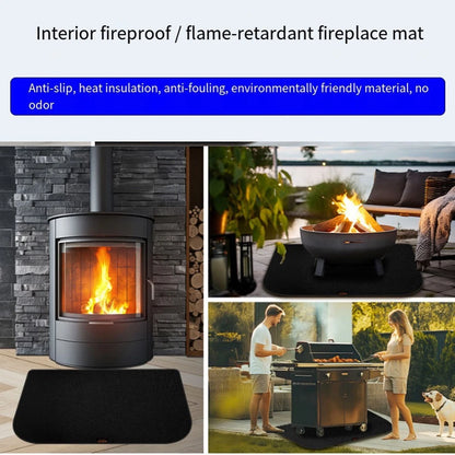 Silicone Fireproof Fireplace Carpet Half Circle Mat - Heat Resistant Design