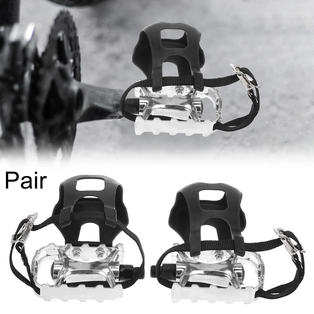 Bicycle Bike Pedals 9/16 Platform Pair with Toe Clips for Universal Use (All Years)