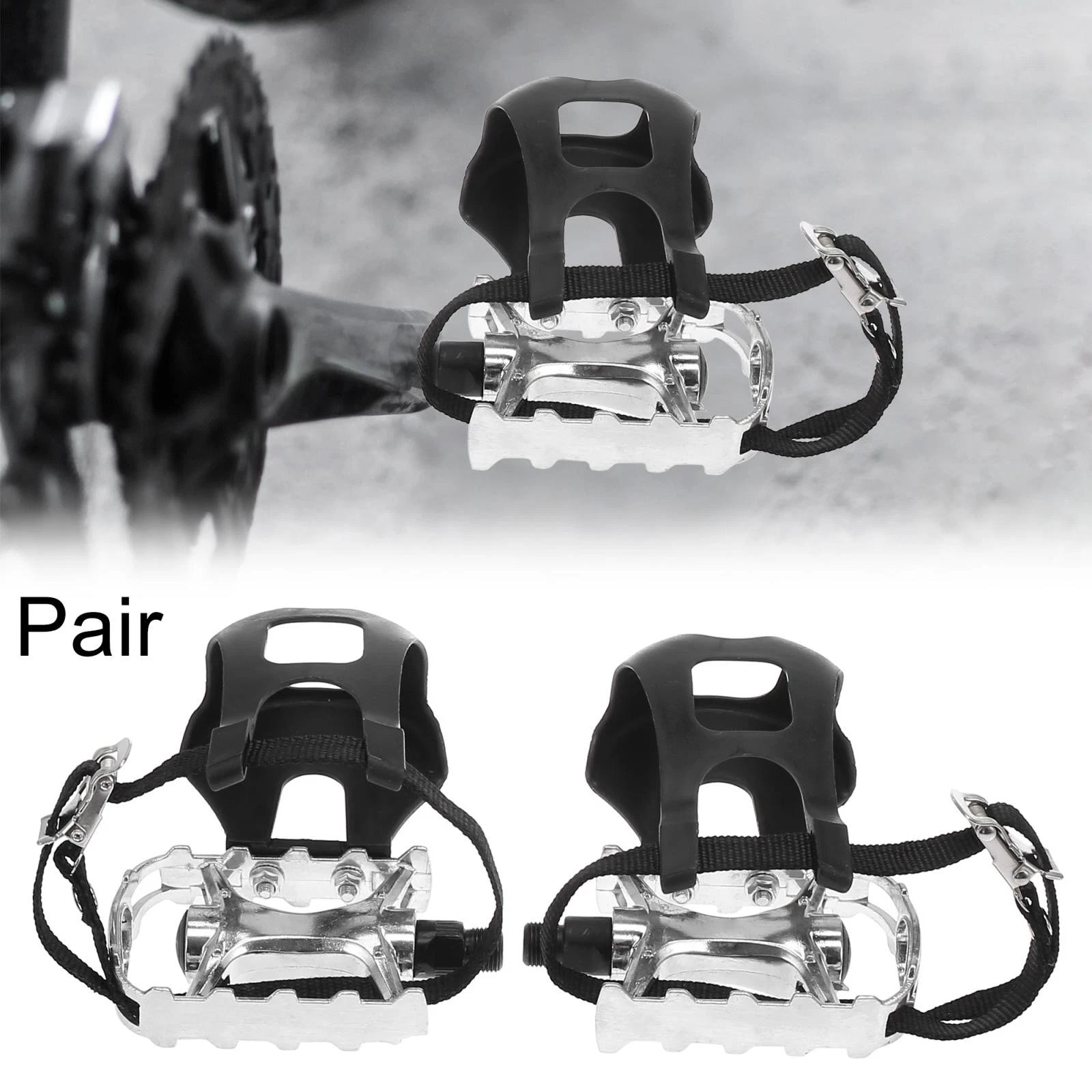 Bicycle Bike Pedals 9/16 Platform Pair with Toe Clips for Universal Use (All Years)