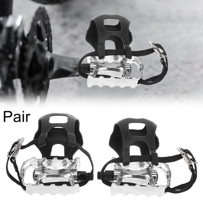 Bicycle Bike Pedals 9/16 Platform Pair with Toe Clips for Universal Use (All Years)