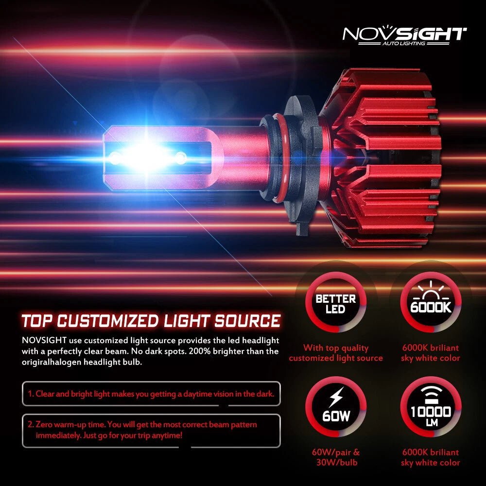 2X NOVSIGHT 9005 HB3 LED Headlight Bulbs for