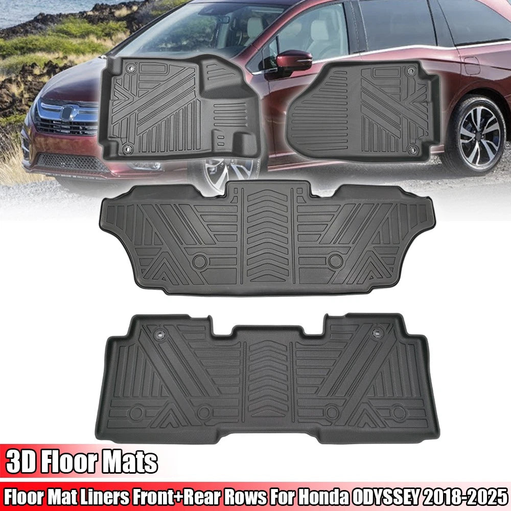 3D Molded Floor Mats for Honda Odyssey (2018–2026) - Front & Rear All Weather