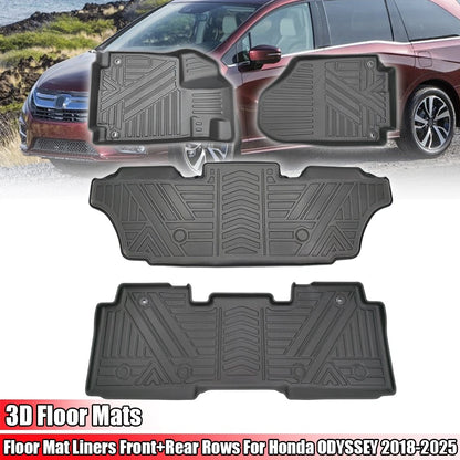 3D Molded Floor Mats for Honda Odyssey (2018–2026) - Front & Rear All Weather