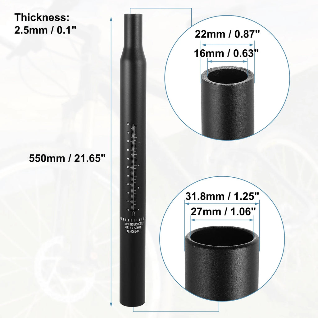 Bicycle Seat Post Aluminum Alloy Replacement with Scale for Universal Fit (31.8–550mm)