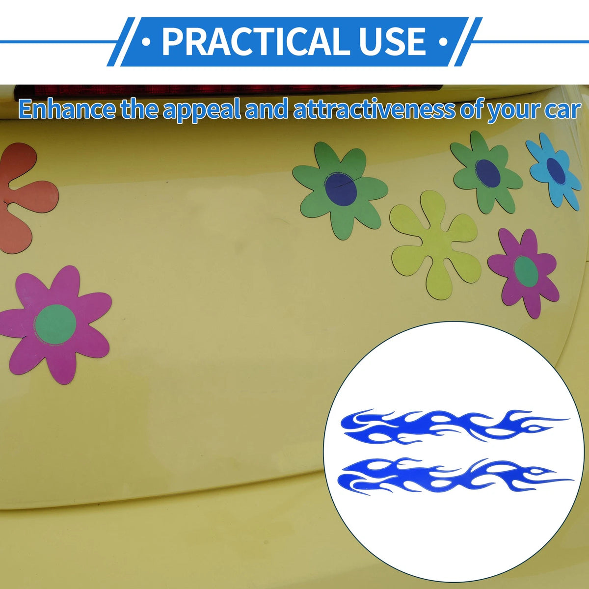 Reflective Bumper Decal for - Blue Flame Design