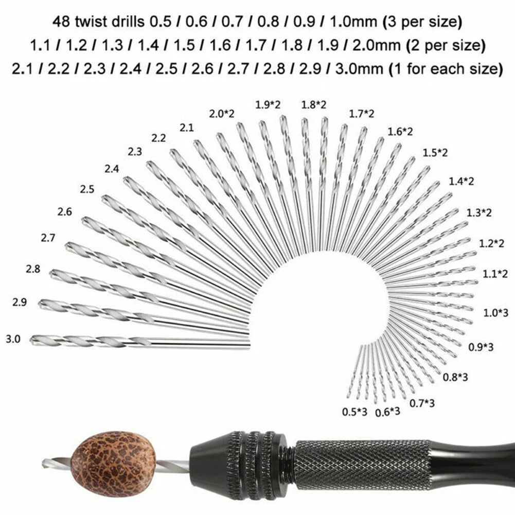 Mini Drill Chuck Pin Vise Bit Set - HSS Aluminum Alloy Spiral Tool