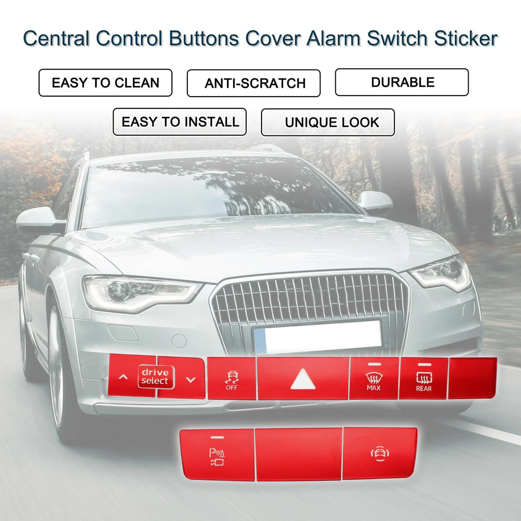 Central Control Buttons Cover for Audi A6 A7 (2019–2024) Red Alarm Switch