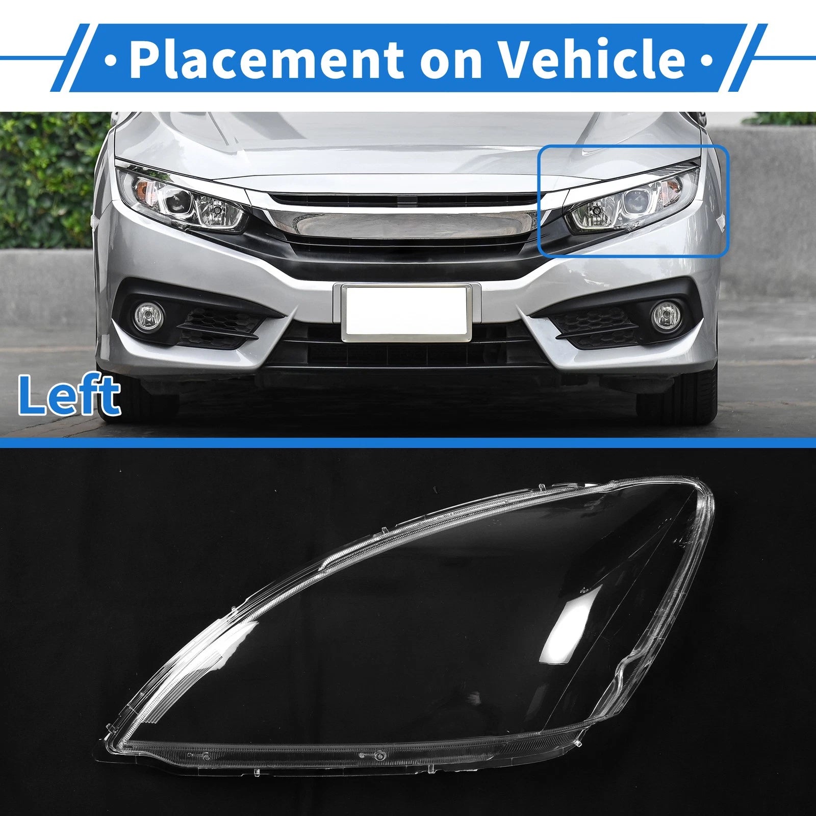 Headlight Lens Cover Front Left for Mitsubishi Lancer (2004–2007) Clear