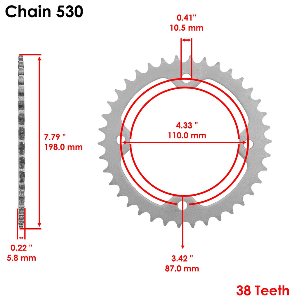 Caltric Drive Chain and Sprocket Replacement for Yamaha Raptor 250 (2008–2013)