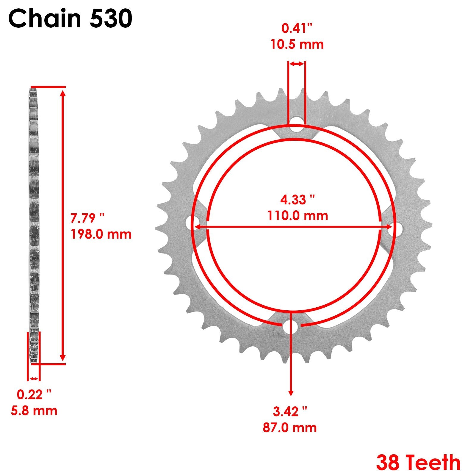 Caltric Drive Chain and Sprocket Replacement for Yamaha Raptor 250 (2008–2013)
