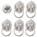5X Silver Lion Head Door Pull Handle Knob for Cabinet Drawer