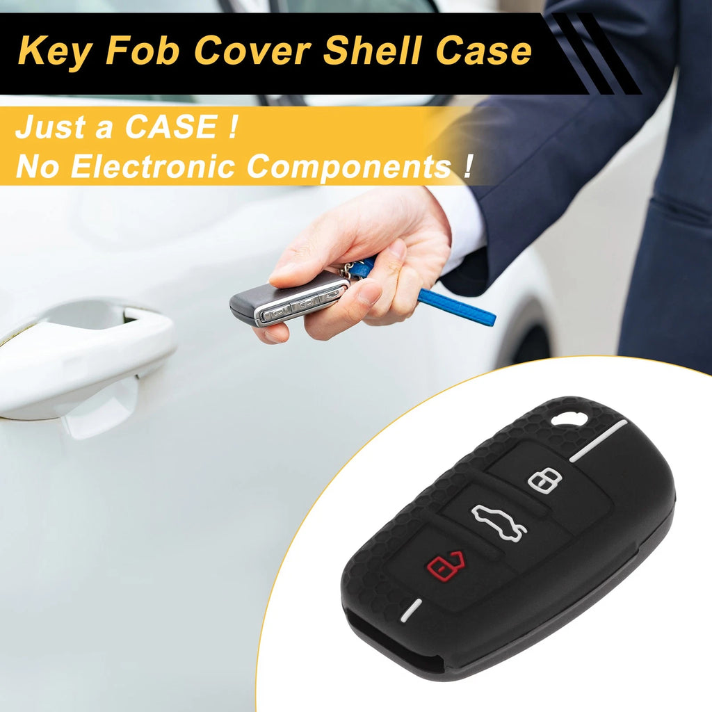 Car Key Case for Audi A1 (2010–2018) - Black White Line, 3 Buttons