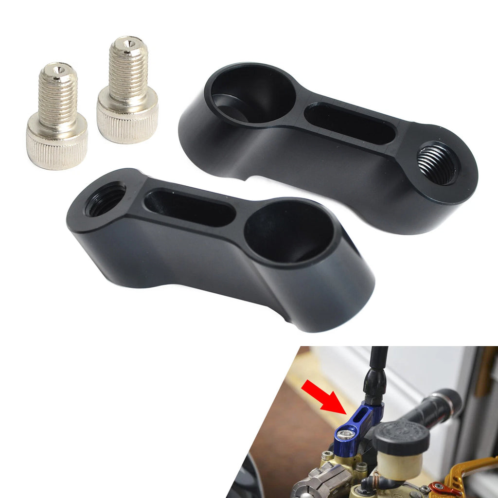 10mm CNC Motorcycle Mirror Mount Risers Extenders Adapters Universal Black