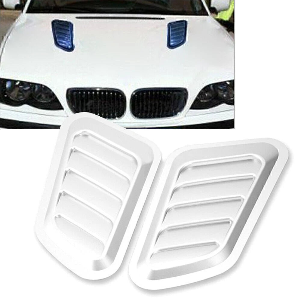 2x Car Decorative Air Flow Intake Hood Scoop Vent Bonnet Cover Universal Silver