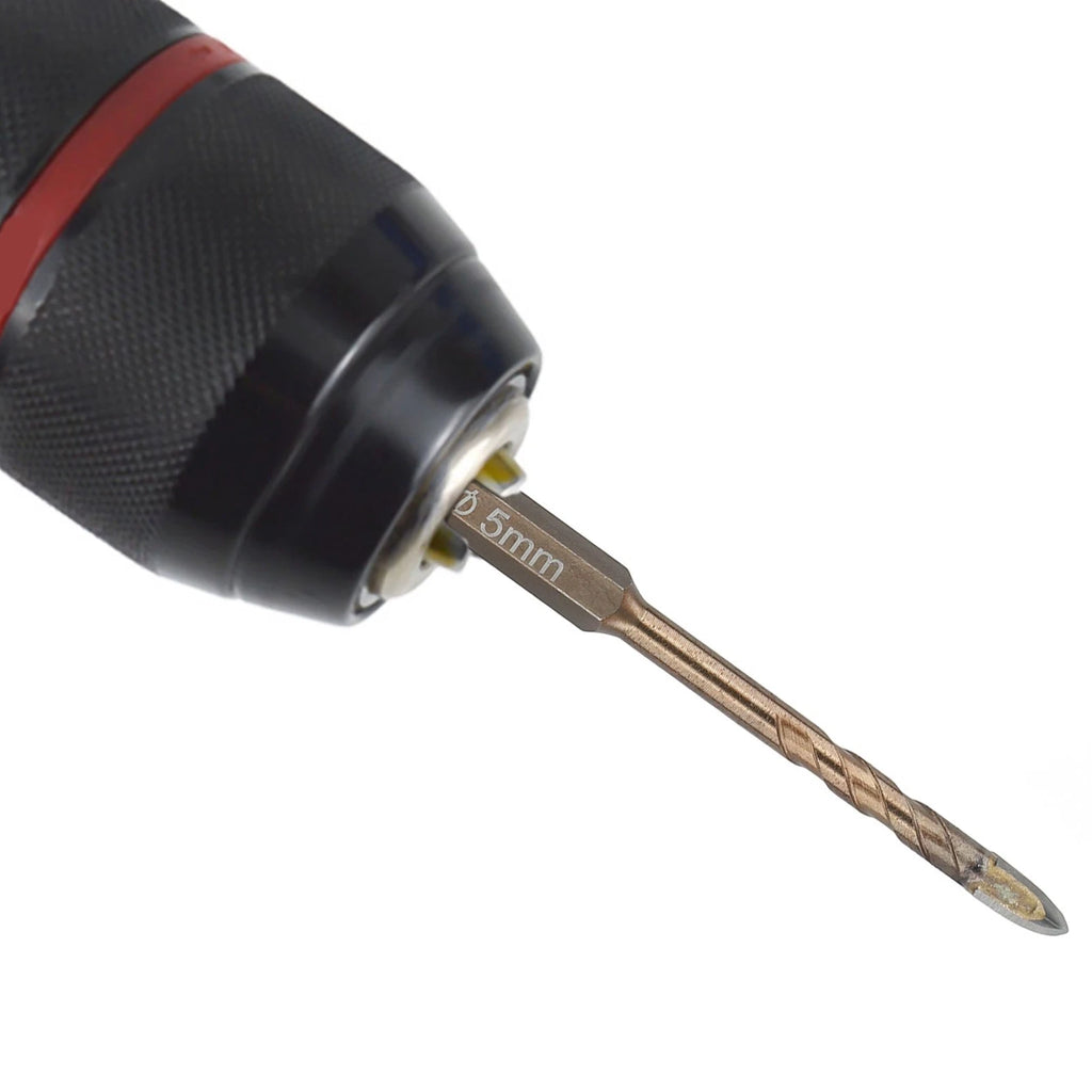 Set of 5 Hexagonal Handle Drill Bits for Glass and Concrete