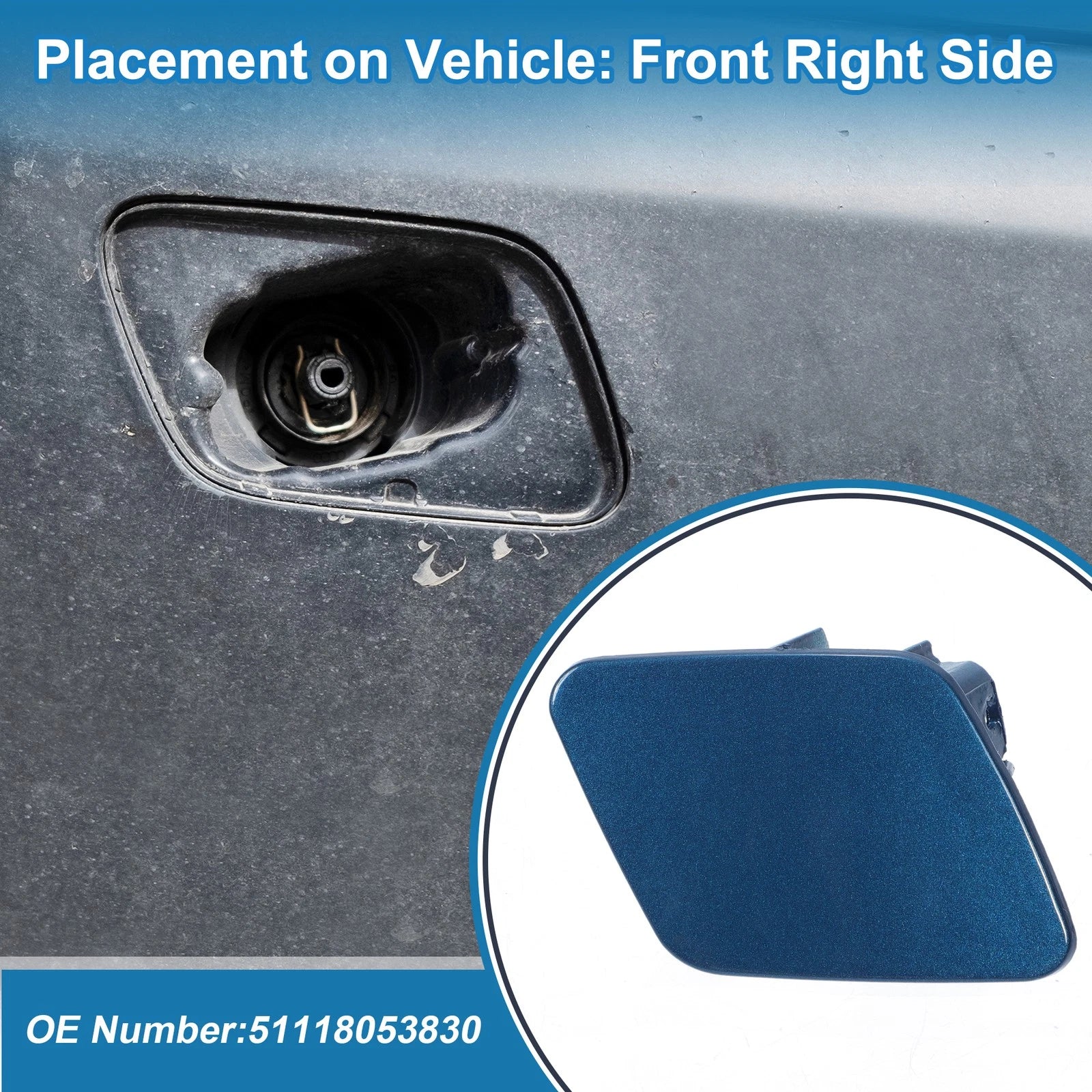 Front Right Headlight Washer Nozzle Cover Cap for BMW 1 Series (2012–2021)
