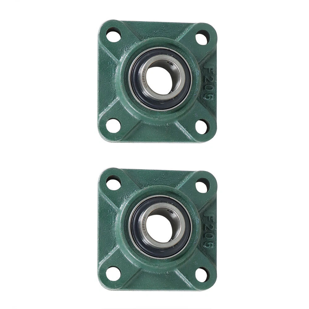 Set of 2 UCF208-24 Solid Pillow Block Flange Mounted Bearings 1" Bore