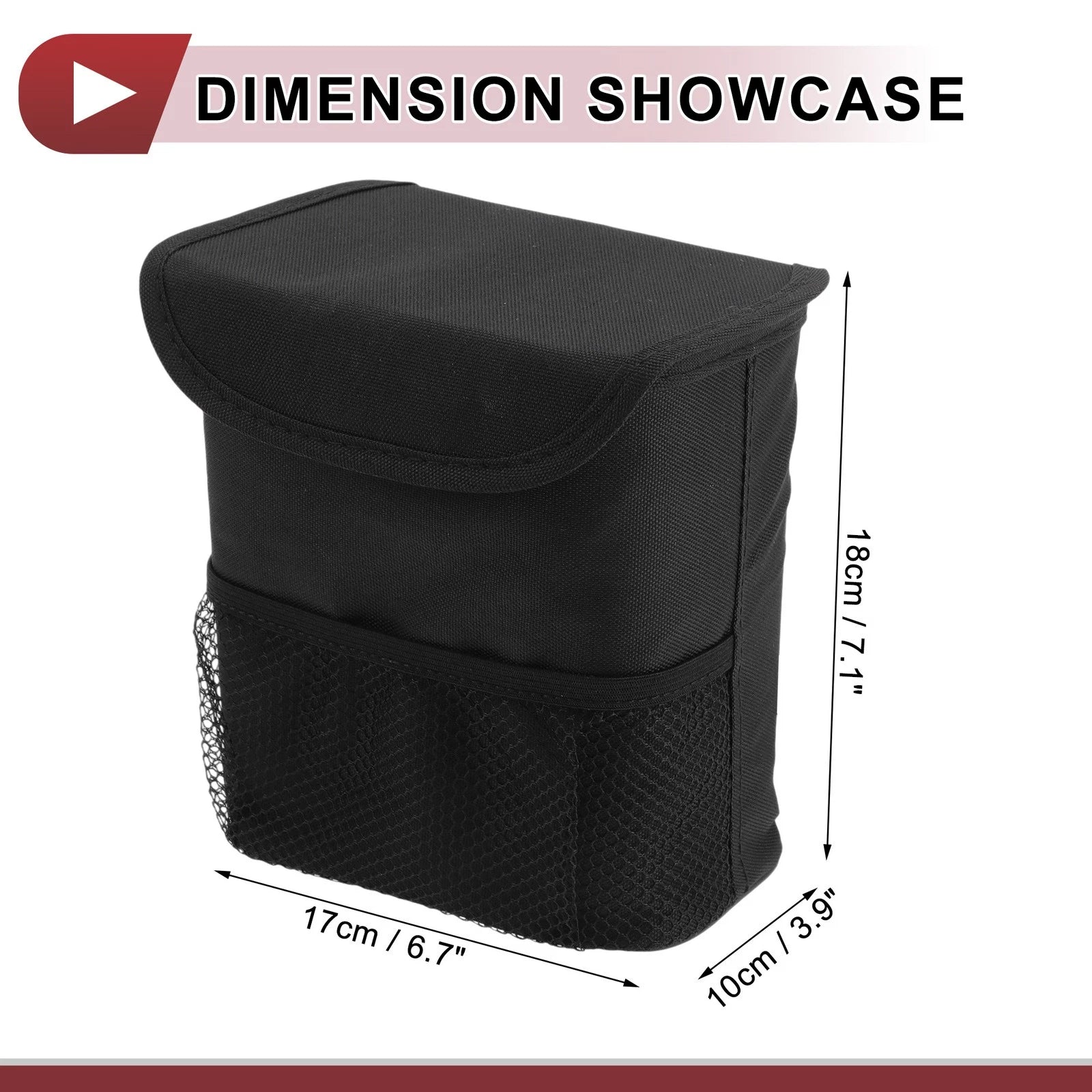 Car Trash Can for Universal Fit (Foldable, Portable, Black)